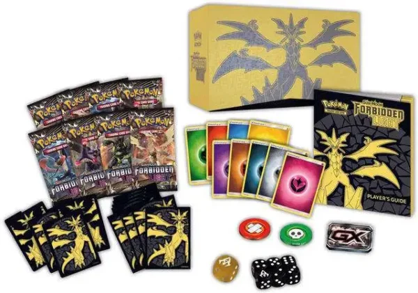 Pokemon Sun & Moon Forbidden Light Ultra Necrozma Elite Trainer Box [8 Booster Packs, 65 Card Sleeves, 45 Energy Cards & More]